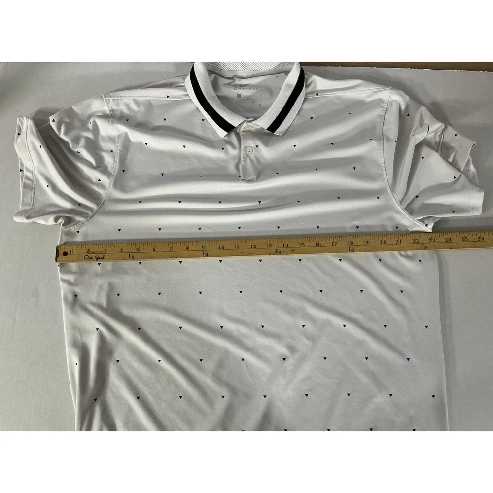 Nike Dri-Fit Golf‎ Polo Mens Lg Micro Print Shirt White Standard Fit